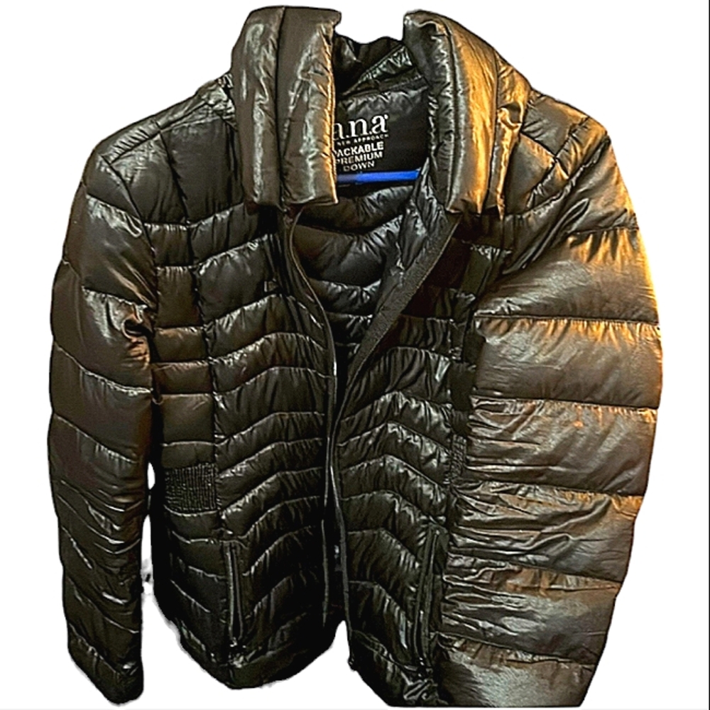 A.N.A Packable Medium Down Black Coat Size M